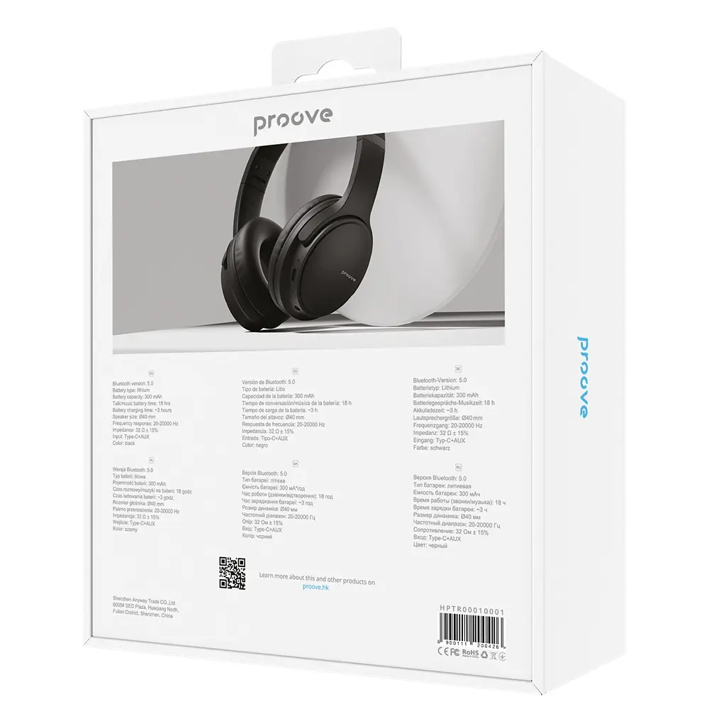 Беспроводные наушники Proove Tender, Headset, ANC, AUX, BT5.0, 300mAh, 18h, black UA UCRF - фото 8