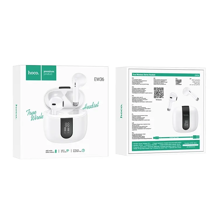 Беспроводные наушники Hoco EW36  Delicate TWS |BT5.3, 30/400mAh, 4h| вкладыши white - фото 4