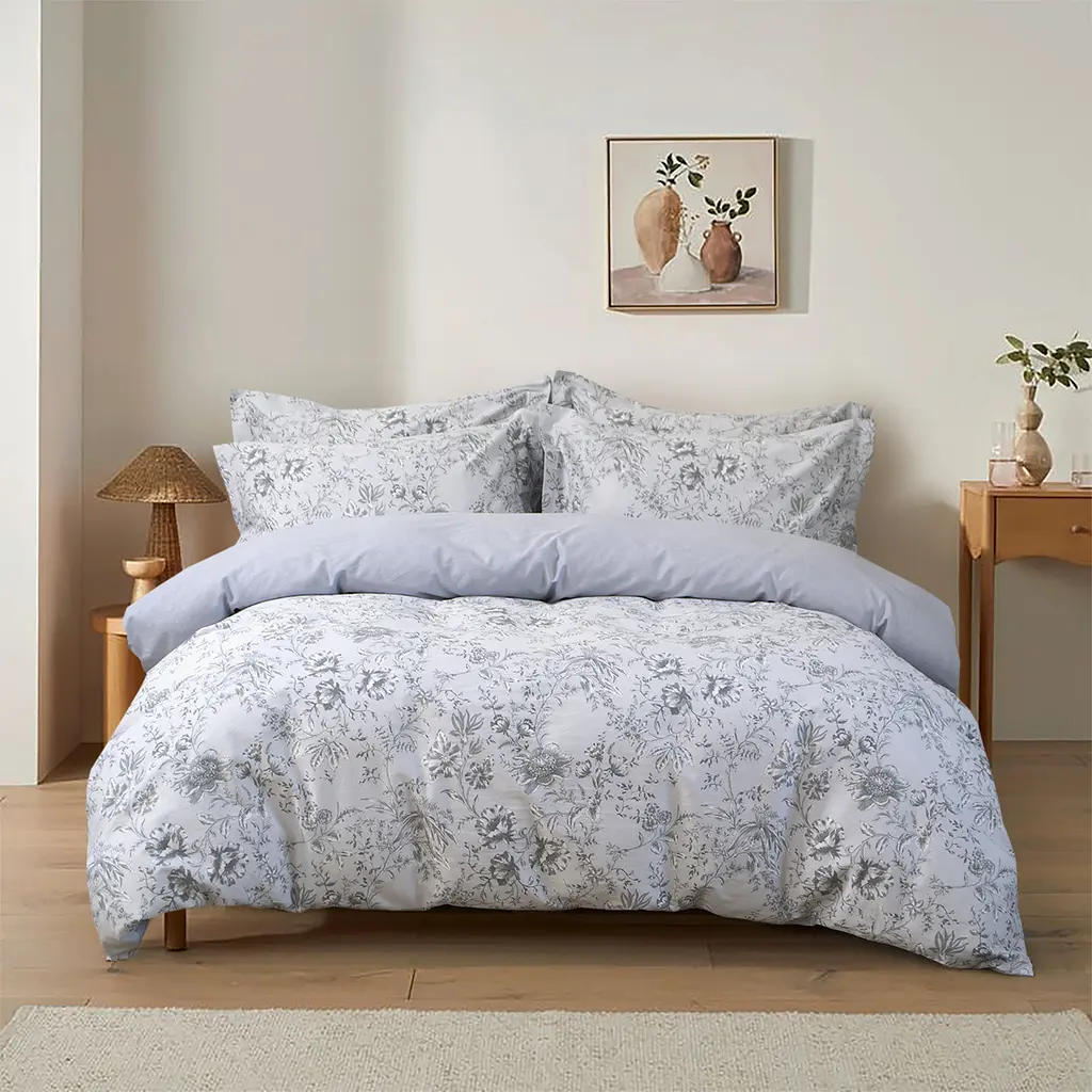 Постельное белье сатин Lotus Home - Wesiya серый евро - фото 2