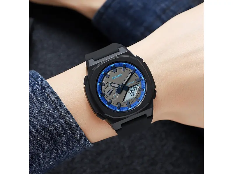 Чоловічий наручний годинник 2091BKBUWT Black-Blue-White Skmei acs0030300 - фото 4