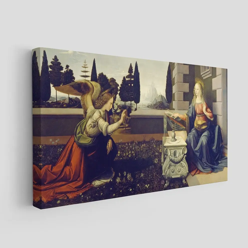 Інтер'єрна картина Благовіщення, Леонардо да Вінчі, Leonardo da Vinci, Annunciation, релігійний декор, 60×120 см (id6947) - фото 2