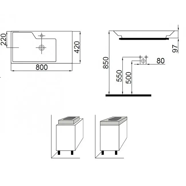 Раковина Idevit Lara 42x80 0201-2805, Білий - фото 2