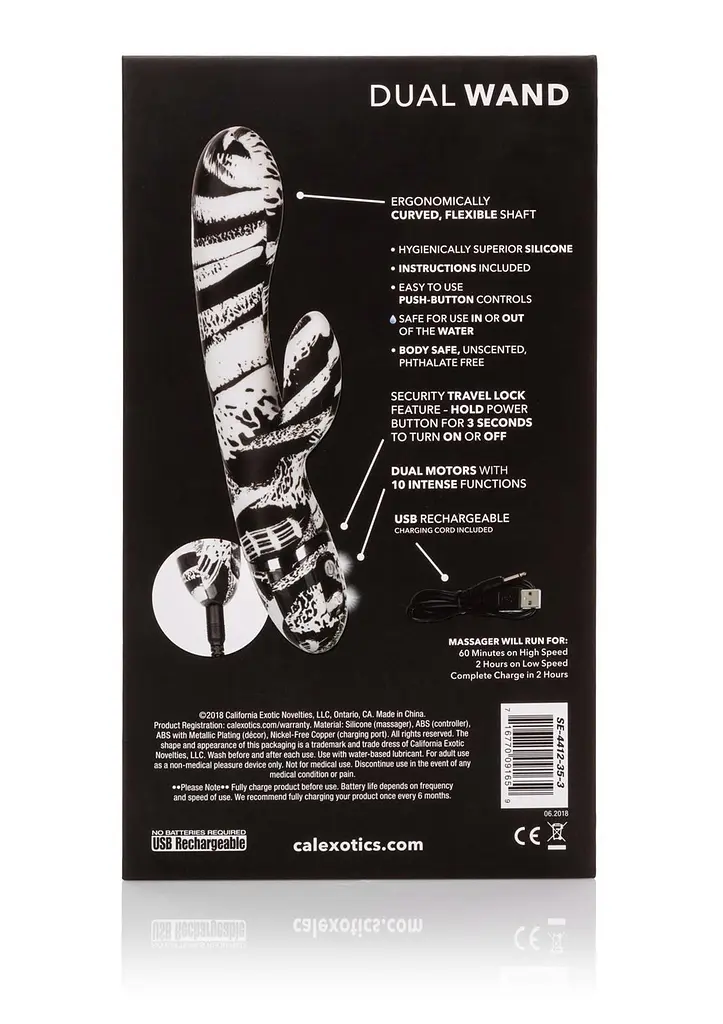 Вібратор-кролик CalExotics Hype Dual Wand 20 см (мульті) - фото 7