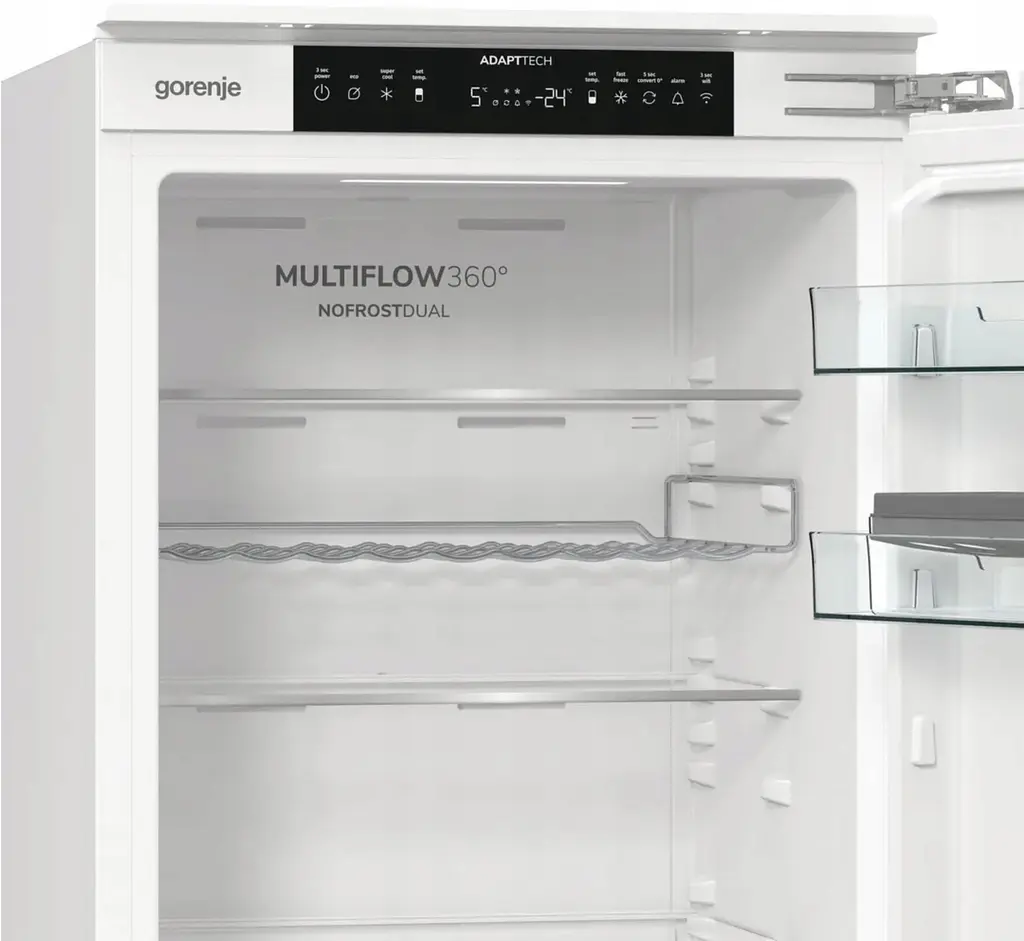 Холодильник Gorenje вбудований з нижн. мороз., 177x69x55см, 2 двері, 252 (76) л, А +, NF +, Зона св-ті, Диспл, Wi-Fi, Білі - фото 9