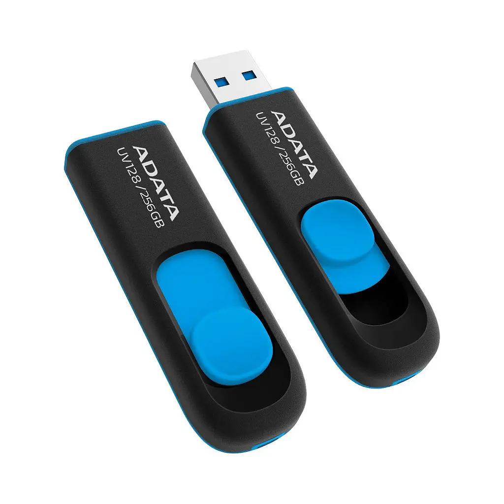 USB флеш накопитель ADATA 256GB UV128 Black/Blue USB 3.2 (AUV128-256G-RBE) - фото 3