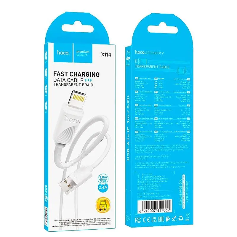 Кабель Hoco Lightning Energy charging data cable X114 1 м 2.4A - фото 2