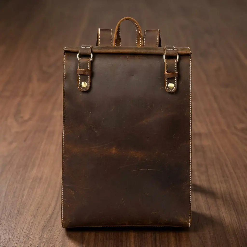 Рюкзак шкіряний дорожній 14796 Vintage коричневий - фото 11