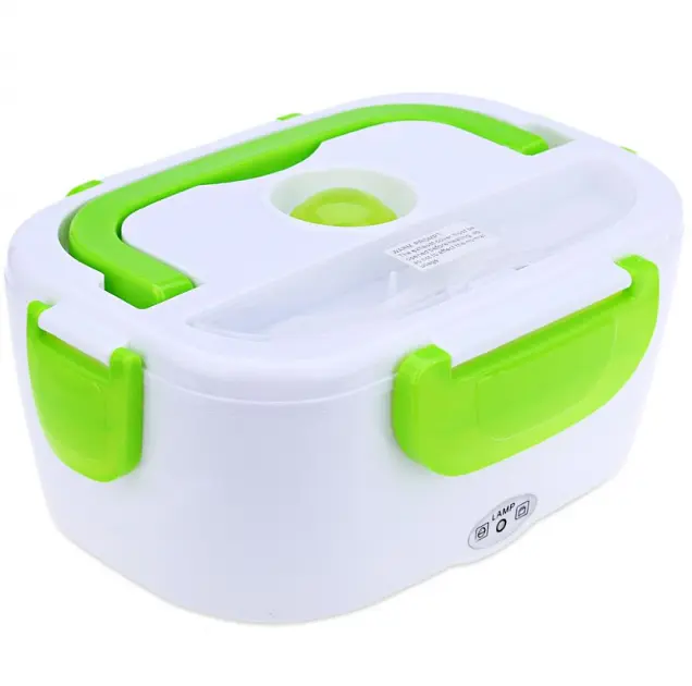 Автомобильный ланч- бокс с подогревом Electronic Lunchbox от прикуривателя на 1 л Зеленый - фото 2