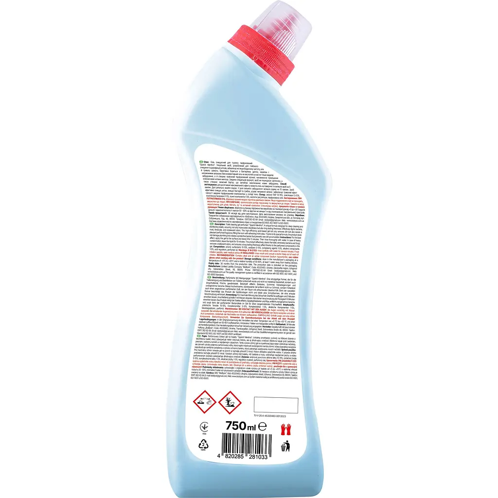 Гель очищуючий для туалету BioBlysk SparkX Menthol парфумований 750 мл - фото 2