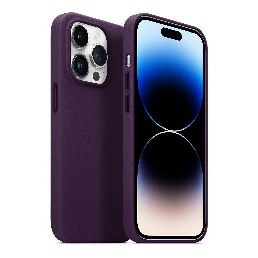 Кожаный чехол-панель для Apple iPhone 13 Pro Max, FAKE Leather Case, фиолетовый, искусственная кожа, премиальный, противоударный, защита всего корпуса, с мягкой подкладкой, поддержка MagSafe и беспроводной зарядки, ArmorStandart (ARM61380) - фото 3