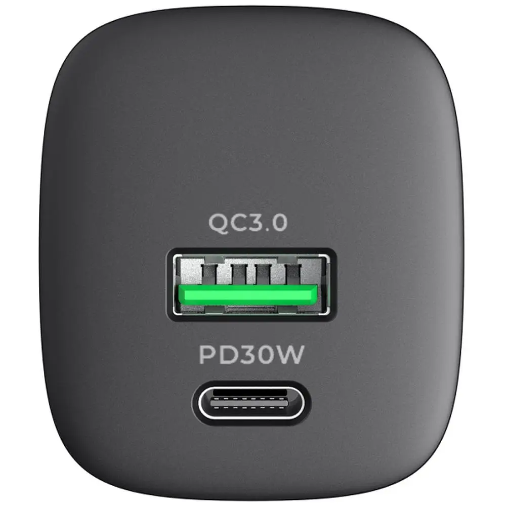 Зарядний пристрій Havit HV-UC30 GaN 30W USB+USB-C black (HV-UC30) - фото 3