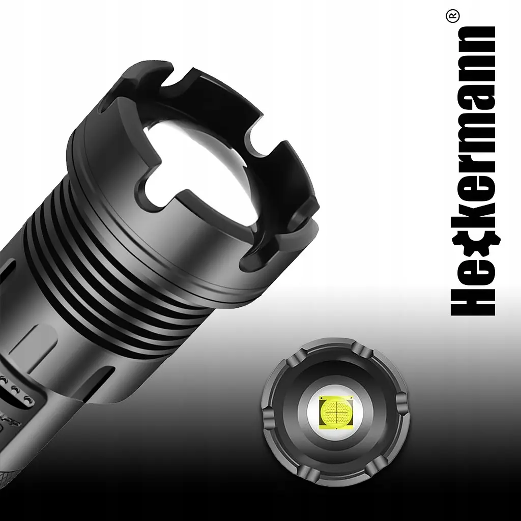 Потужний тактичний ліхтарик Heckermann 1690 Led Zoom USB 5000mAH 2500lm - фото 9