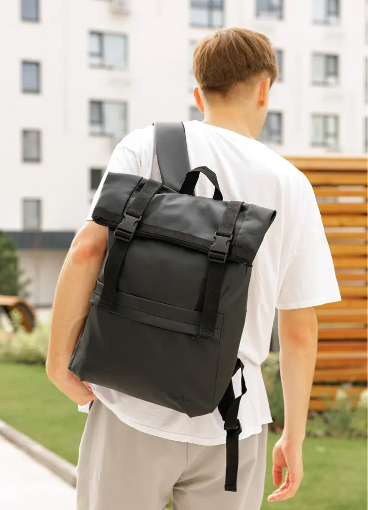 Чоловічий рюкзак Sambag RollTop LSHm чорний 43 х 31 х 14 см (24211001m) - фото 6