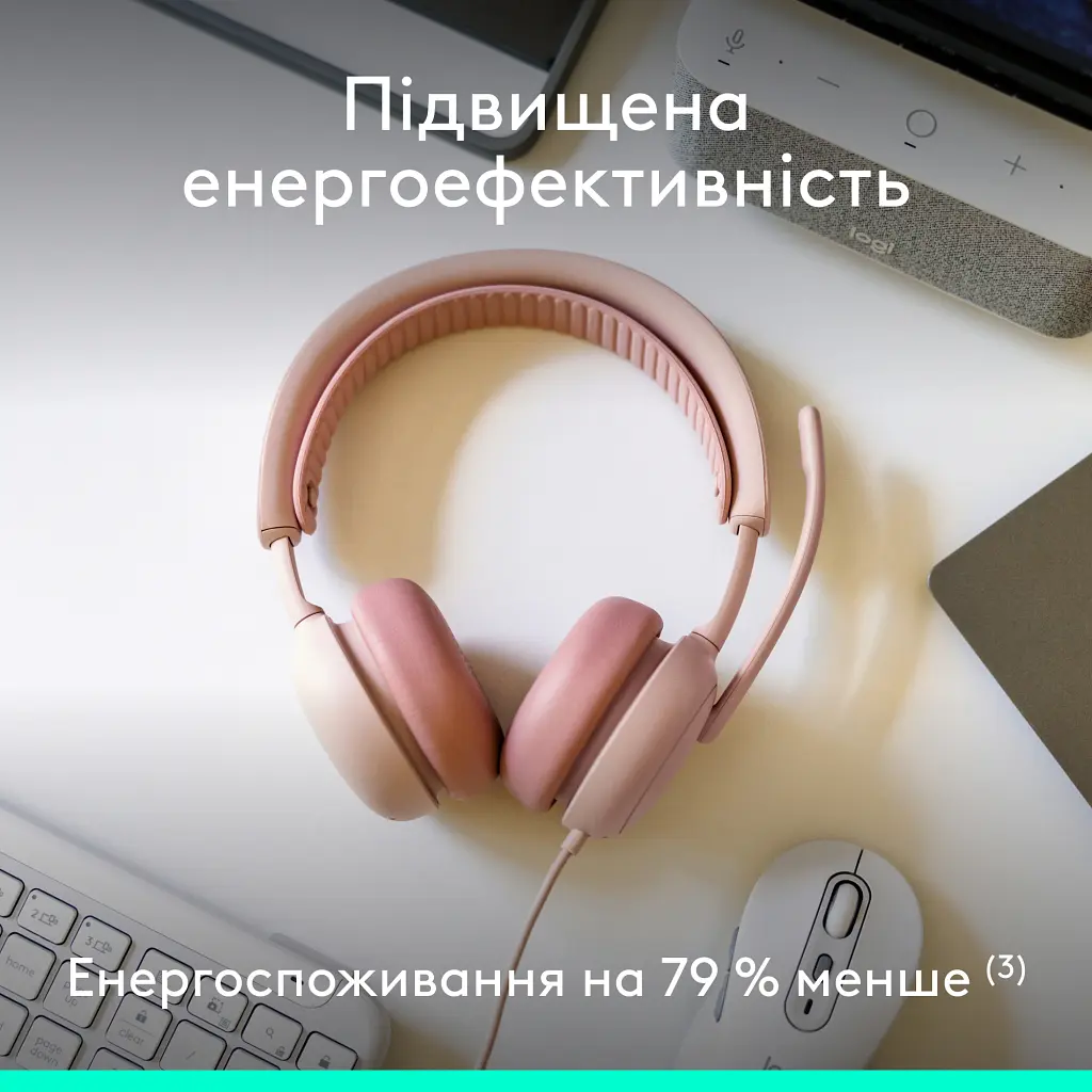 Навушники Logitech Zone Wired 2 USB Rose (981-001620) - фото 8