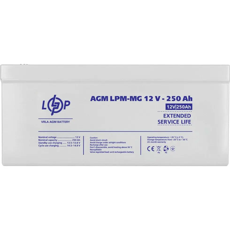 Акумулятор LogicPower AGM-MG 12V/250Ah/3000Wh [4198] [109876] - фото 2