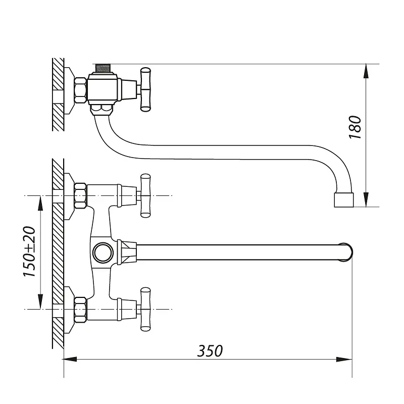 Смеситель для ванны Zerix JIK7 102-A ZX0408 Хром - фото 2