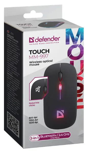 Миша Defender Touch MM-997 Wireless BLACK (52997) - фото 4