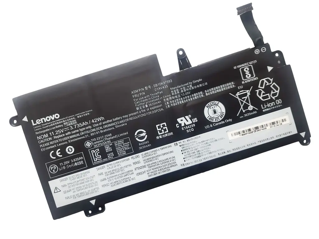 Акумулятор для ноутбука Lenovo ThinkPad 13 (2nd Gen) 01AV435, 3735 mAh (42Wh), 3cell, 11.25V, Li-ion, ORIG - фото 2