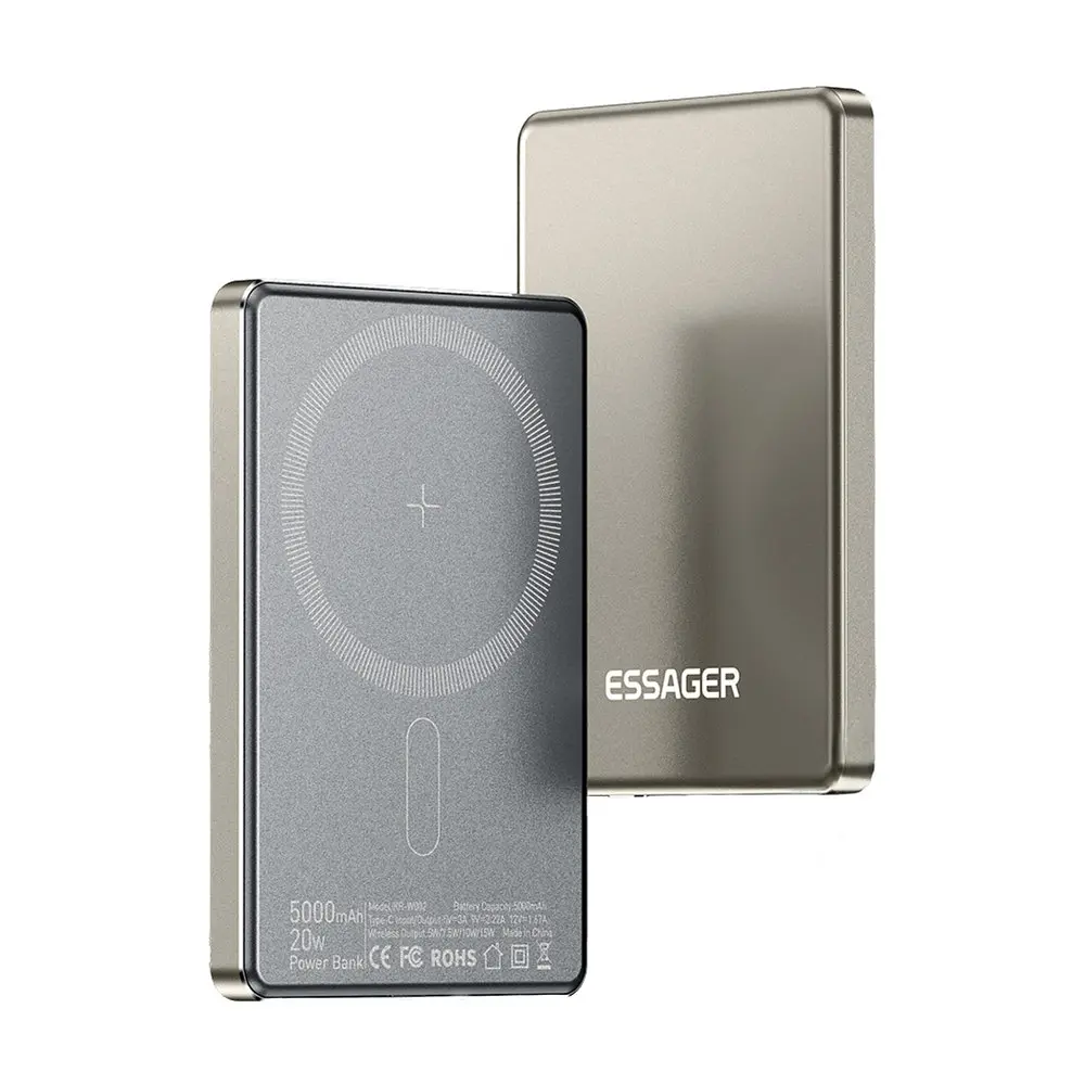Універсальна мобільна батарея Essager Cross-Border 5000mAh 20W Magsafe/PD/QC3.0 Сірий (EDY5K-YJ0A-Z) - фото 2