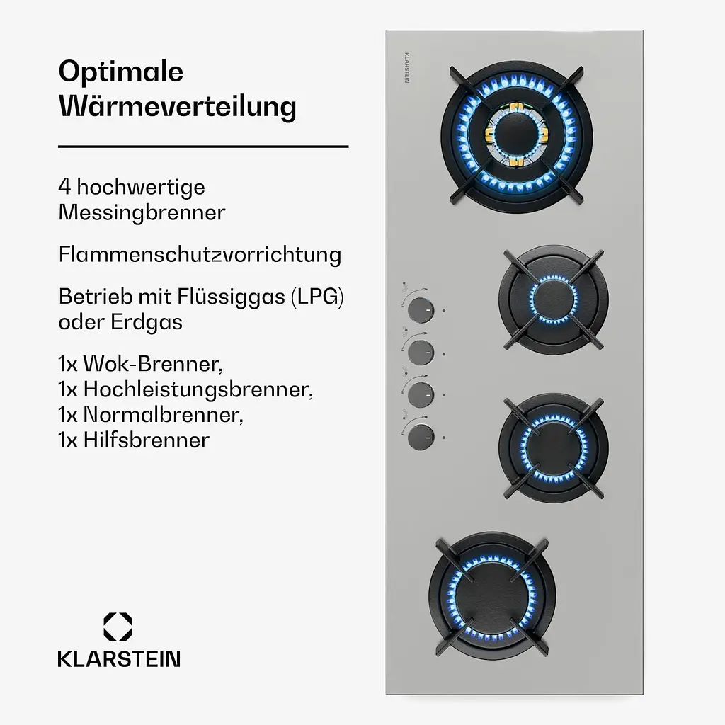 Варочная поверхность газовая Klarstein Goldflame 4 Slim (10046473) - фото 3