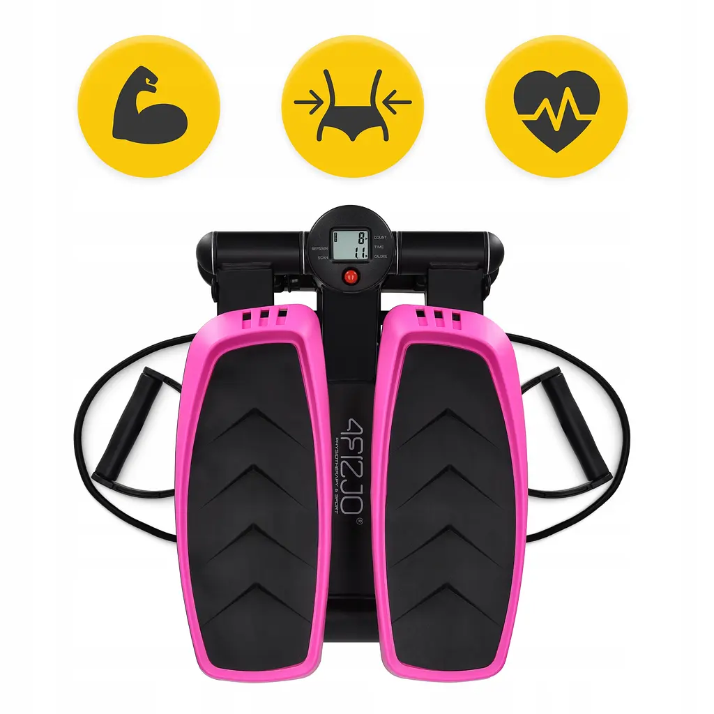 Степпер (мини-степпер) 4FIZJO Evo с эспандерами Black/Pink (P-5905973403870) - фото 4