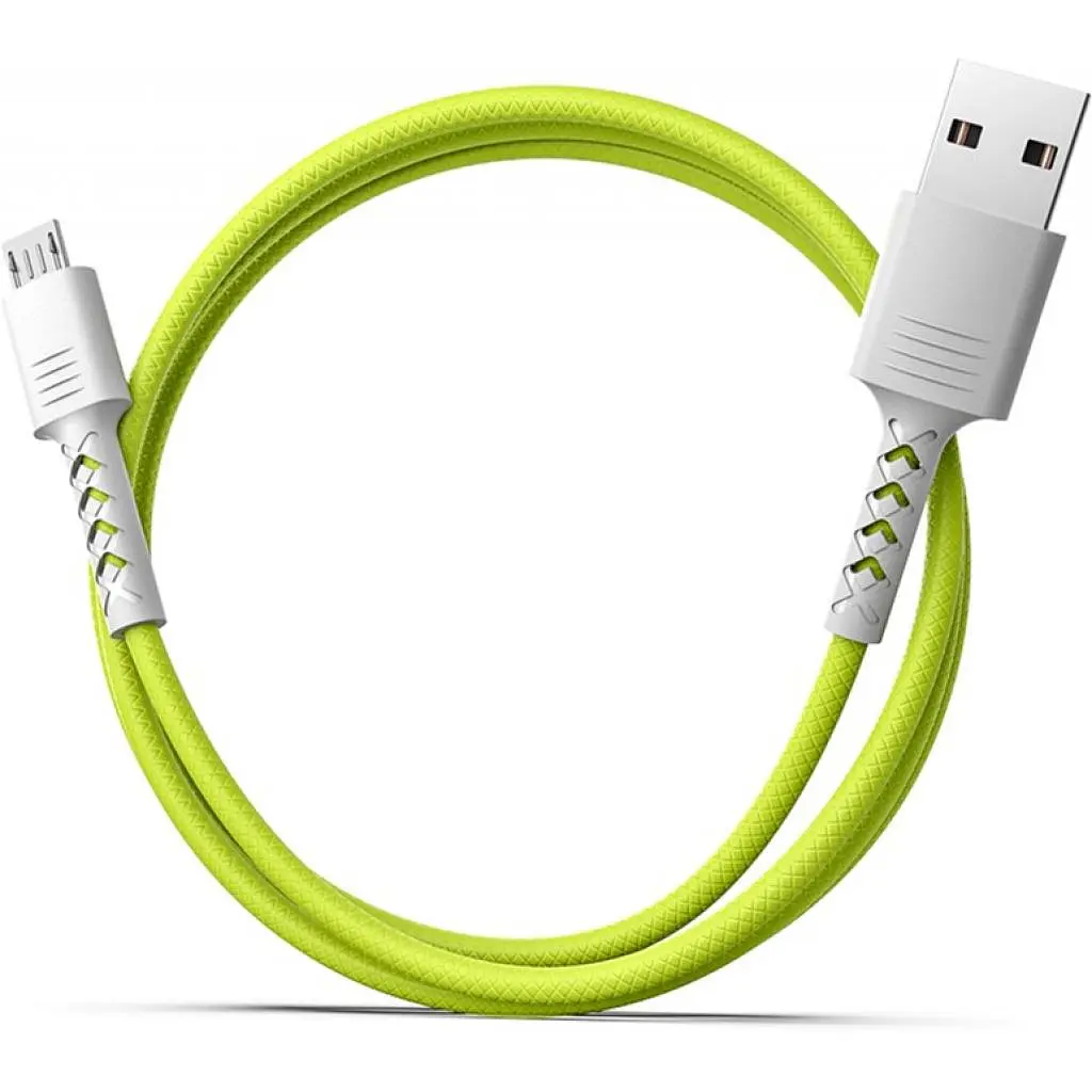 Дата кабель USB 2.0 AM to Micro 5P 1.0m Soft white/lime Pixus (4897058531176) - фото 3