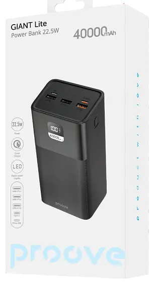 Power Bank Proove Giant Lite 22.5W 40000mAh black (PBGI20312201) UA - фото 3