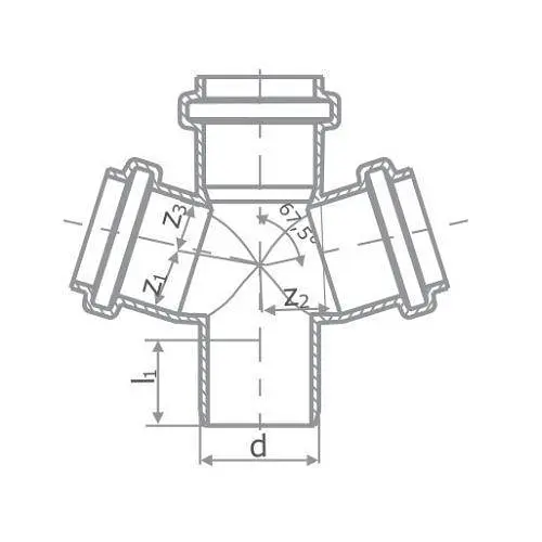 Хрестовина каналізаційна безшумна Pestan S-Line ⌀ 110х50х50 мм 45º 30412 - фото 2
