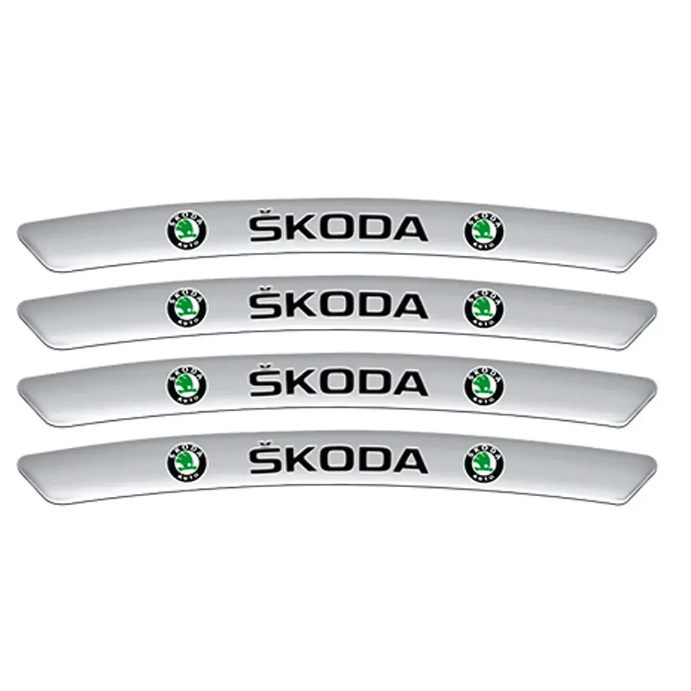 Емблема обода колеса Skoda 4 шт Алюміній наклейка на диски на скотчі - фото 2