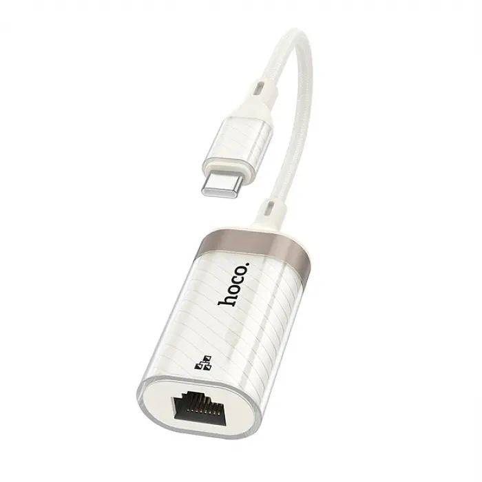 Мережевий адаптер HOCO UA41B Crystal, перехідник Type C на Ethernet RJ45, кабельний інтернет для ноутбука та смартфона - фото 3