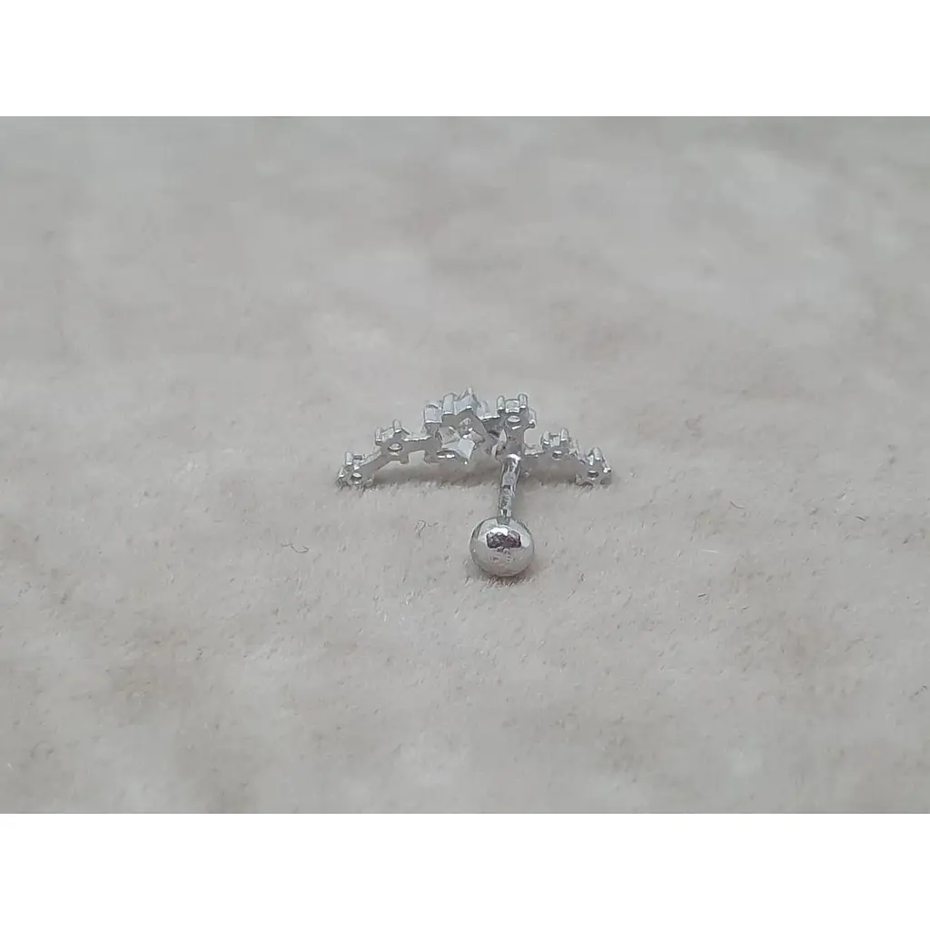 Серебряная серьга для пирсинга хеликса Ирий с фианитами. 40106ШТ - фото 3