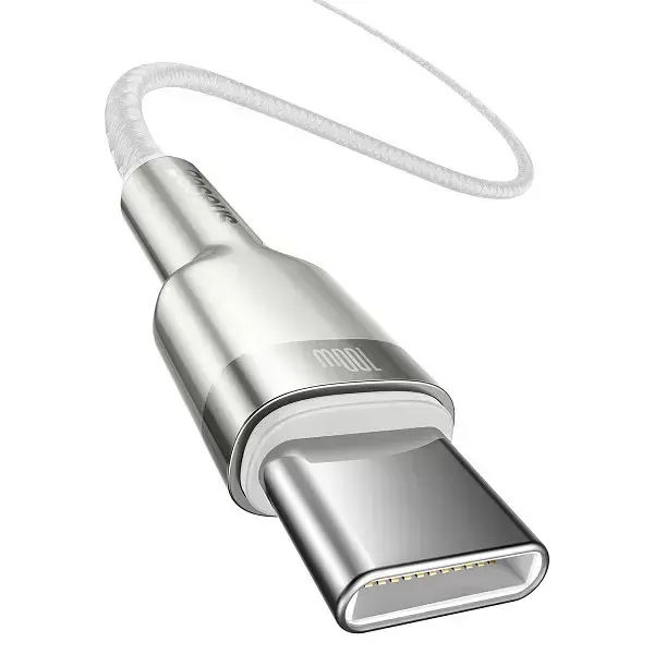 Кабель Baseus Cafule Series Metal Cable Type-C to Type-C 100W 1m CATJK-C02 White - фото 3