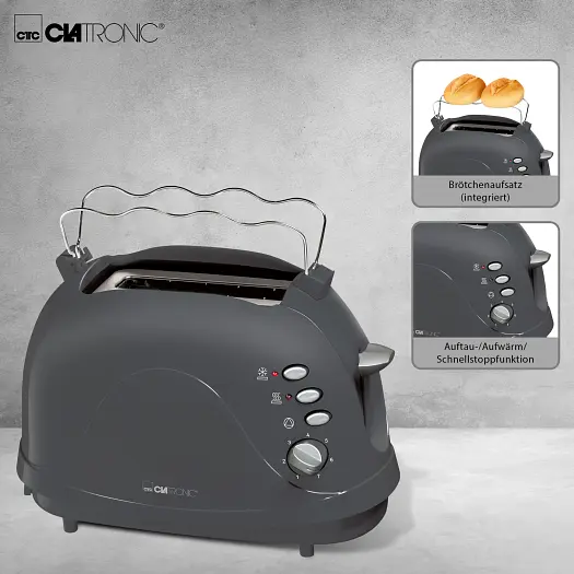Тостер Clatronic TA 3565 Grey - фото 4