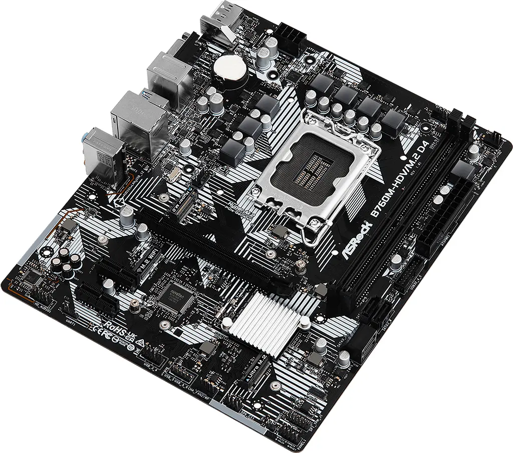 ASRock B760M-HDV/M.2 D4 (1700/B760, 2*DDR4, 1xPCIex16, 4xSATAІІІ, 3xM.2, GLan, 7.1ch, mATX) - фото 3