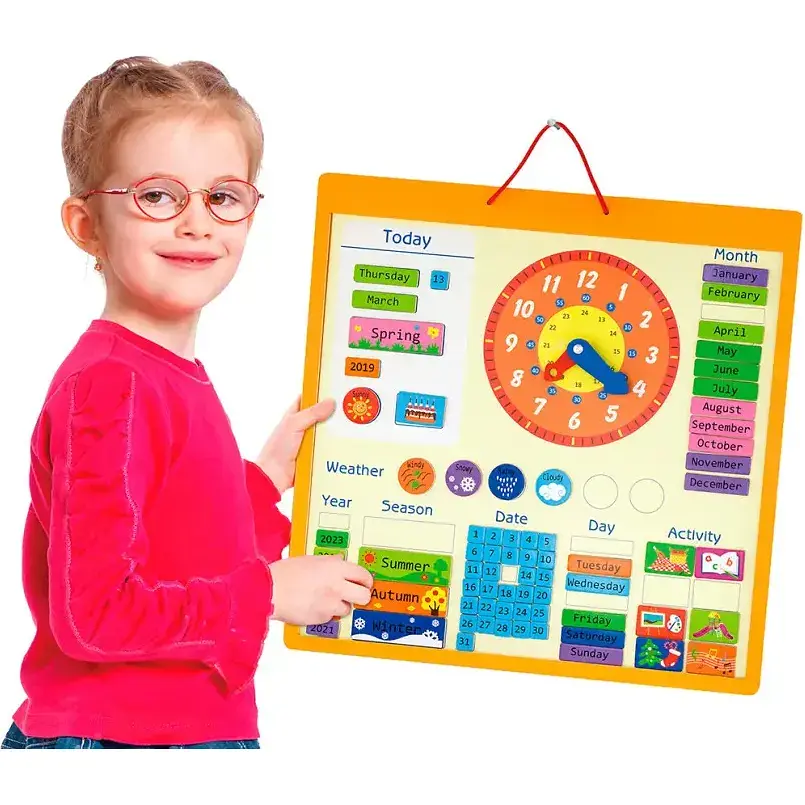 Магнітний календар Viga Toys з годинником англійською мовою (50377) - фото 2