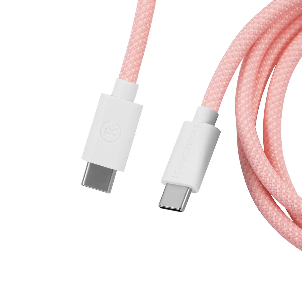 Кабель Keychron USB-A/USB-C > USB-C заряджання/синхронізації, 1.36м, Type-C, Coiled Aviator, рожевий - фото 2