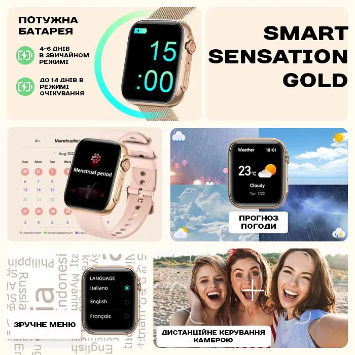 Годинник Smart Sensation Pink, 2 ремінця - фото 14