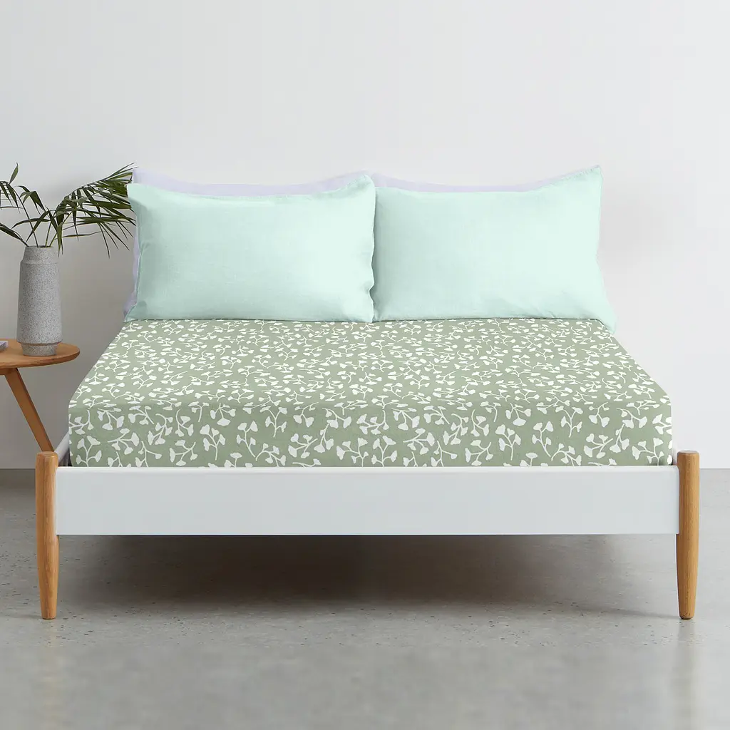 Простирадло Cosas на резинці в дитяче ліжечко 60х120 floret cs5, зелений (FoliageMiniWhiteGreen_120) - фото 3