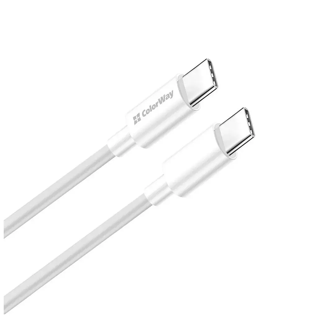 Дата кабель USB-C to USB-C 2.0m 3A 65W white ColorWay (CW-CBPDCC056-WT) - фото 3