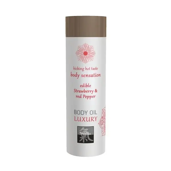 Їстівна масажна олія Shiatsu Body Oil Luxury Strawberry Red Pepper, 75 мл