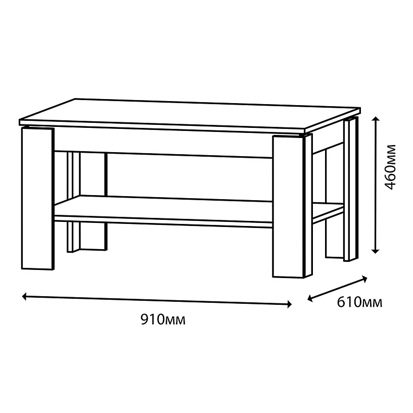 Стіл журнальний Еверест Соната СЖ-910, 61х91х46 см для вітальні Дуб сонома (EVR-2136) - фото 3