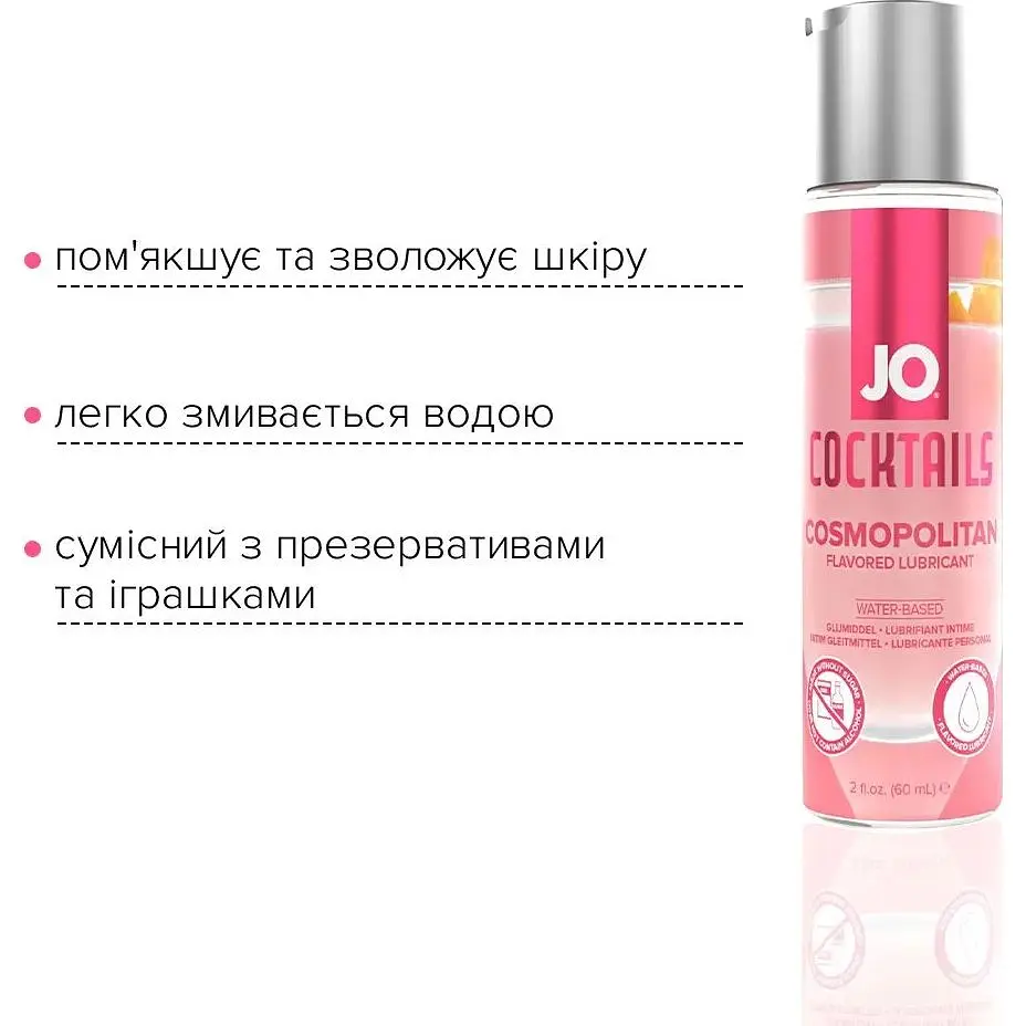 Лубрикант на водній основі System JO Cocktails - Cosmopolitan без цукру, рослинний гліцерин (60 мл) - фото 3
