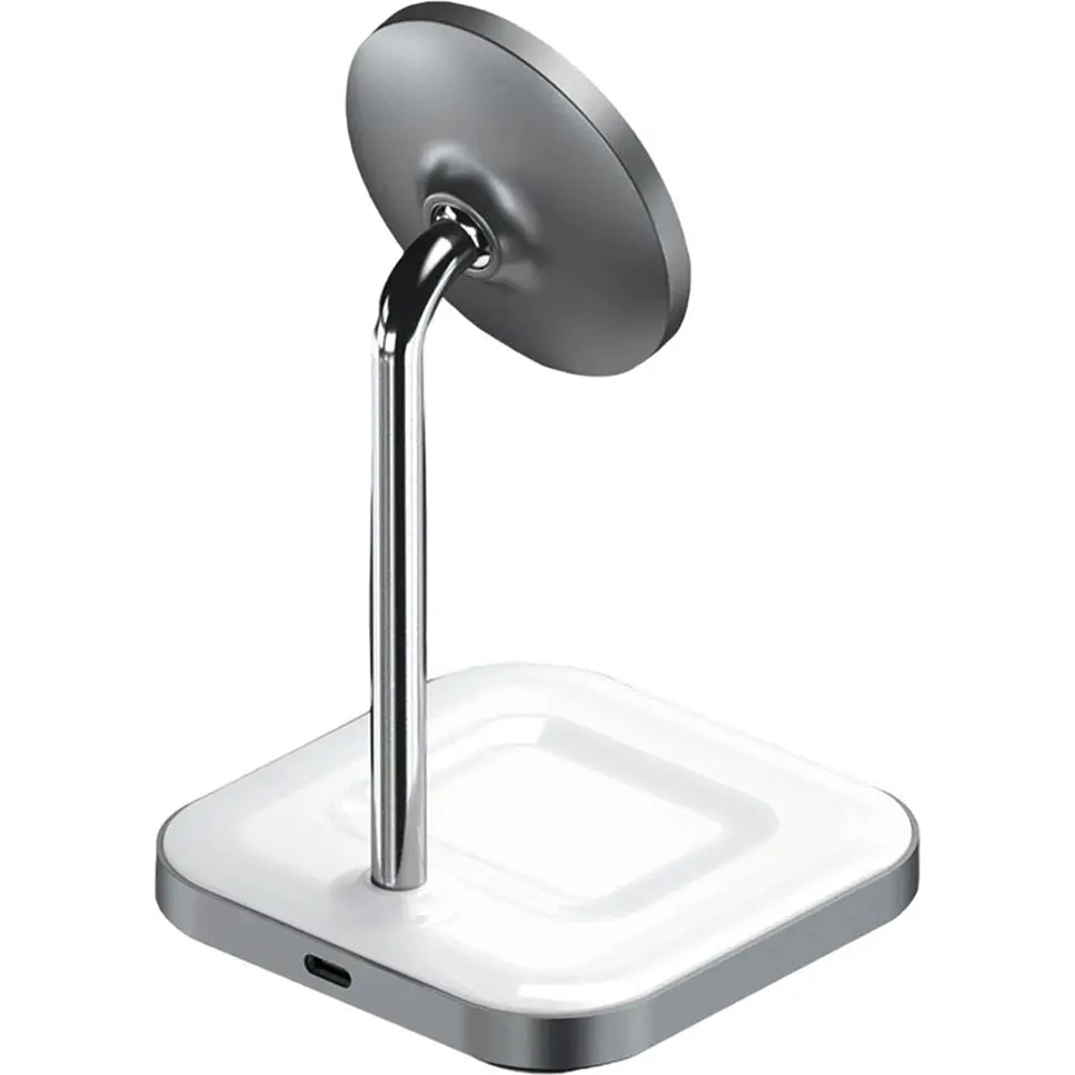 Бездротовий зарядний пристрій Satechi Magnetic Wireless Charging Stand Aluminum 2 in 1 Space Gray (ST-WMCS2M) - фото 2