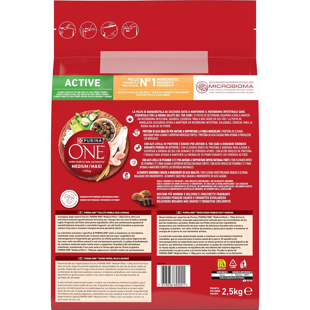 Сухий корм для активних дорослих собак середніх і великих порід Purina One MedMax Active з куркою та рисом 2.5 кг - фото 4