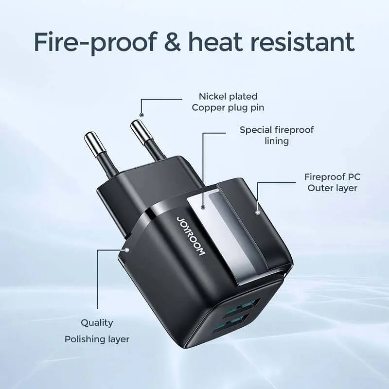 Адаптер блок питания сетевой JOYROOM Mini dual port smart fast charge L-2A121 2 порта блок питания белый - фото 5