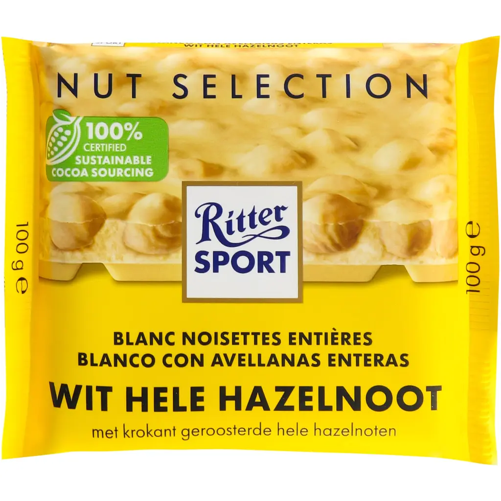Шоколад білий Ritter Sport з цілим лісовим горіхом 100 г