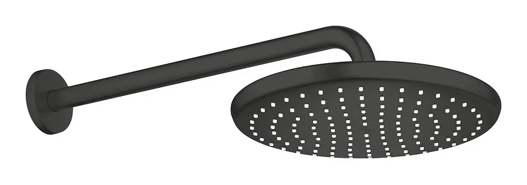 Верхній душ з душовим кронштейном 380 мм, 1 режим струменя Grohe Tempesta 250 266682430, Чорний матовий - фото 2