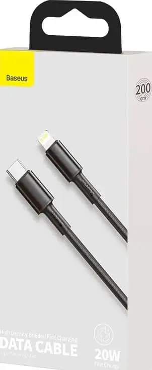 Кабель Baseus High Density Braided Type-C to Lightning PD 20W (2m) black (CATLGD-A01) - фото 7