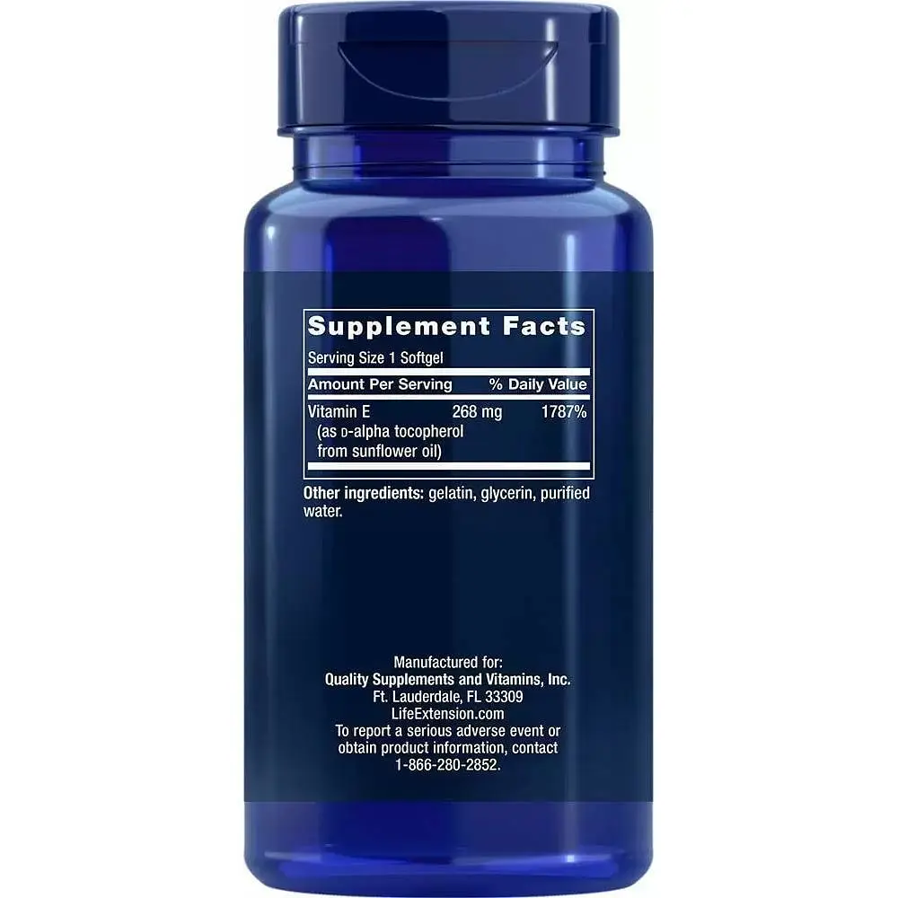 Витамин E Life Extension Super Vitamin E 268 мг 90 гелевых капсул - фото 2