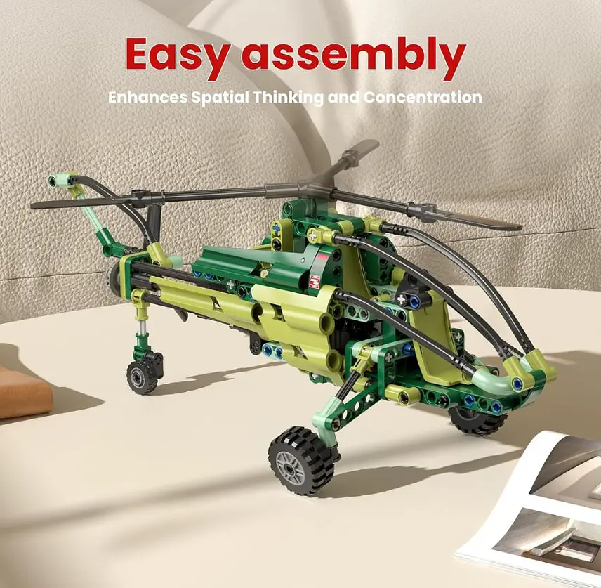 Конструктор вертоліт Mould King  Exploration Helicopter  авіція військовий розвідувач авіація 284 деталей - фото 5
